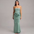 Slash Neck Ankle-Length Dress