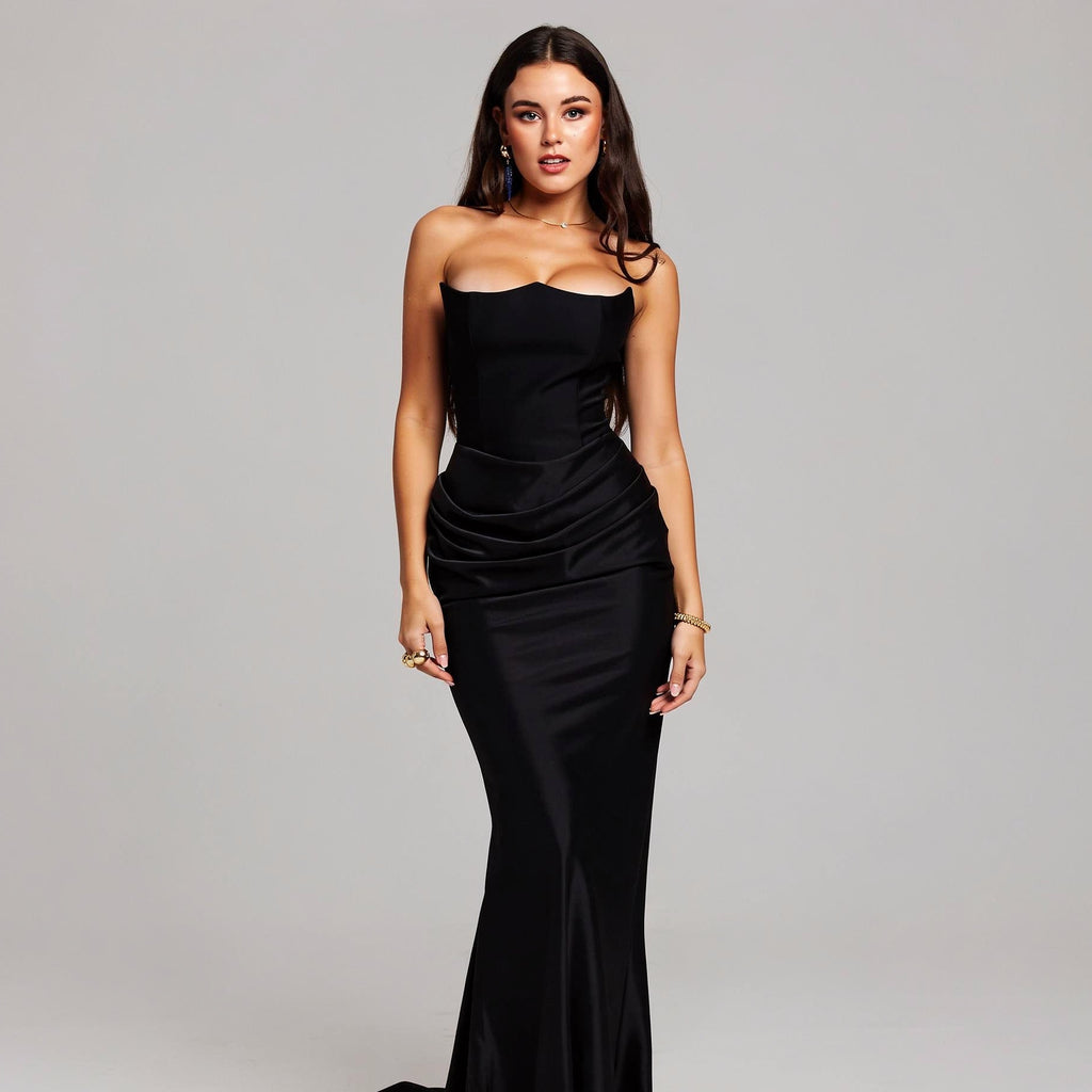 Slash Neck Ankle-Length Dress