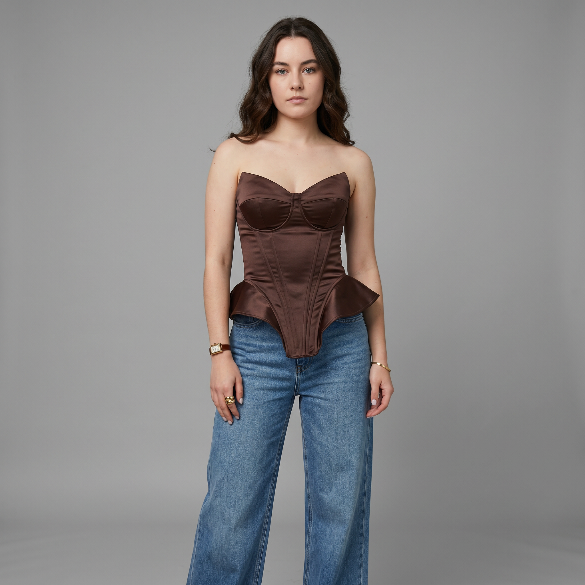 Satin Boned Fitted Bustier Corset