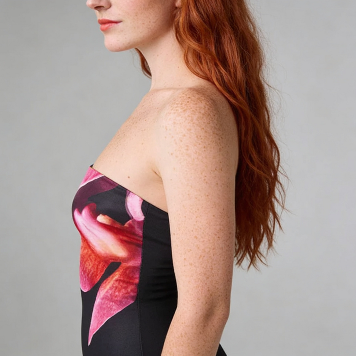 Printed Off-Shoulder Column Floor-Length Dress