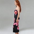 Printed Off-Shoulder Column Floor-Length Dress