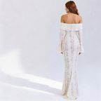 Lace Flare Sleeve Floor-Length Dress