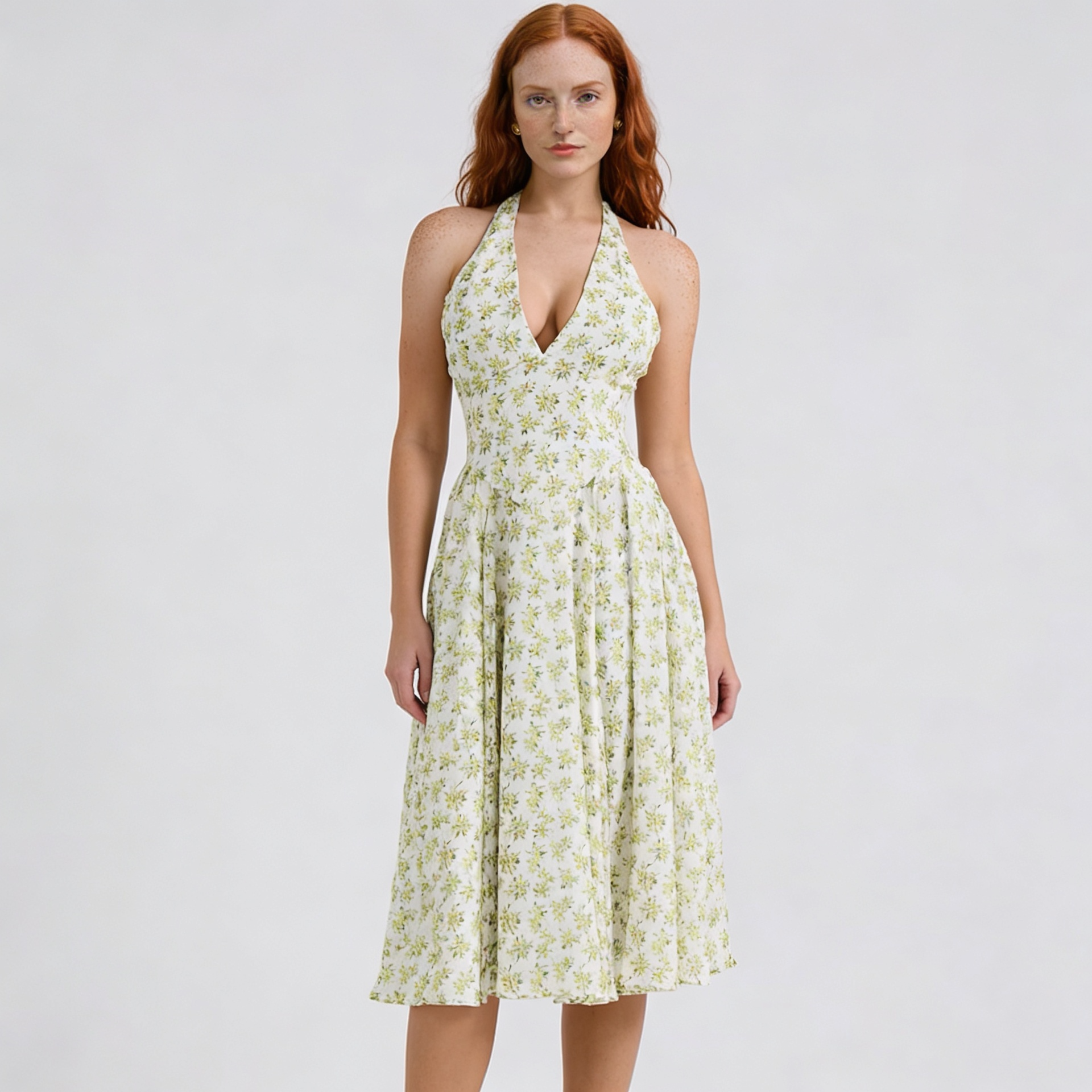 V-Neck Midi Dress