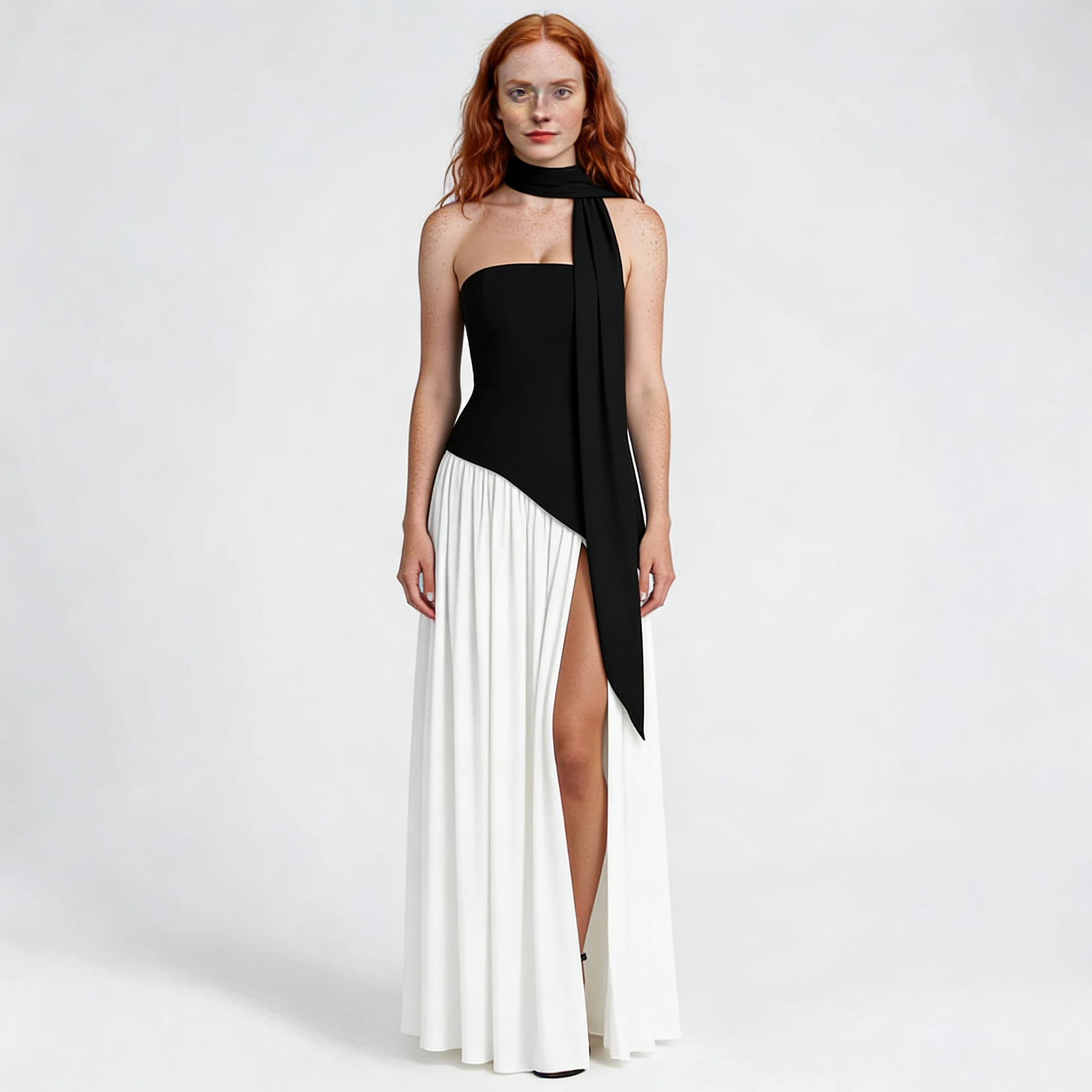 Slash Neck Midi Dress