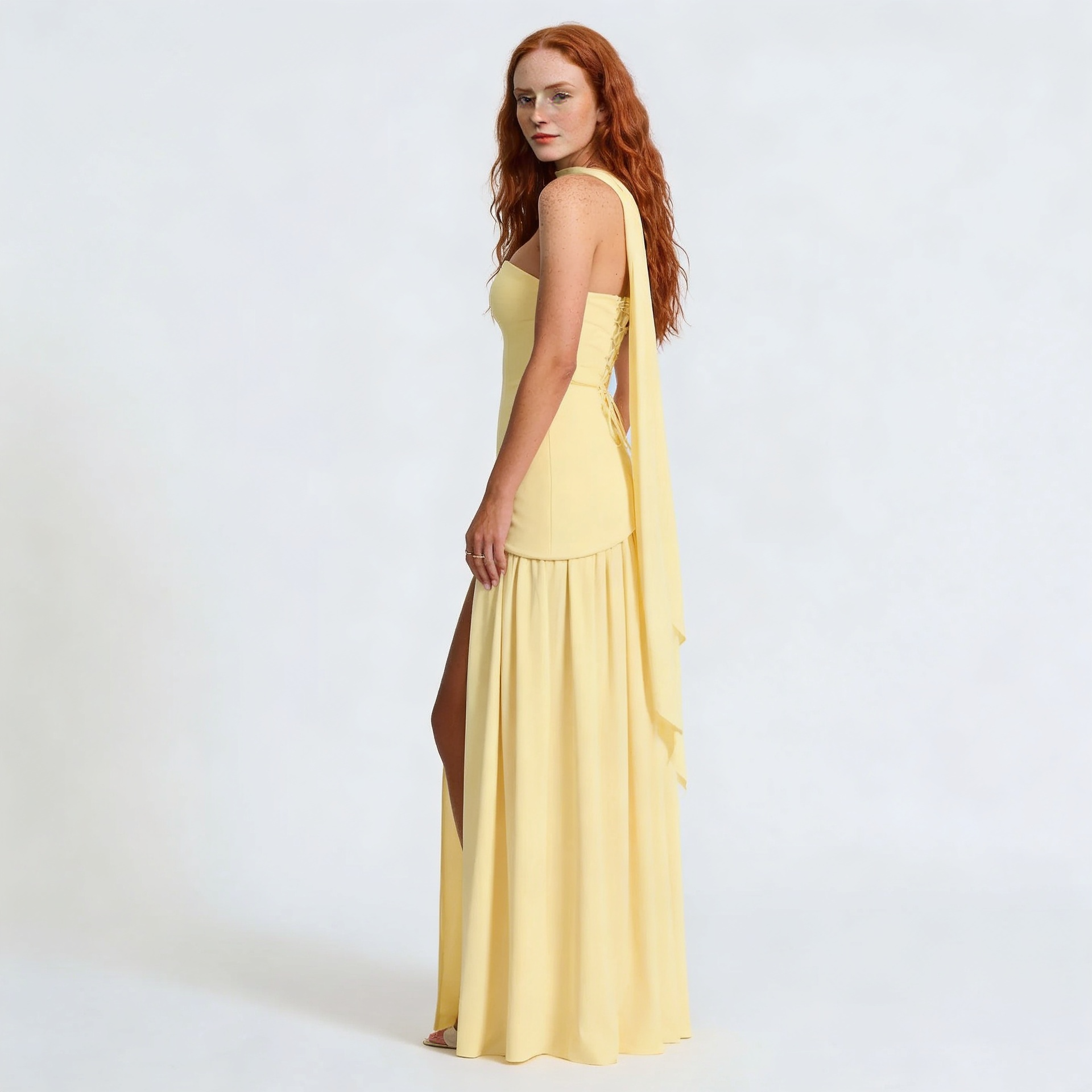 Slash Neck Midi Dress