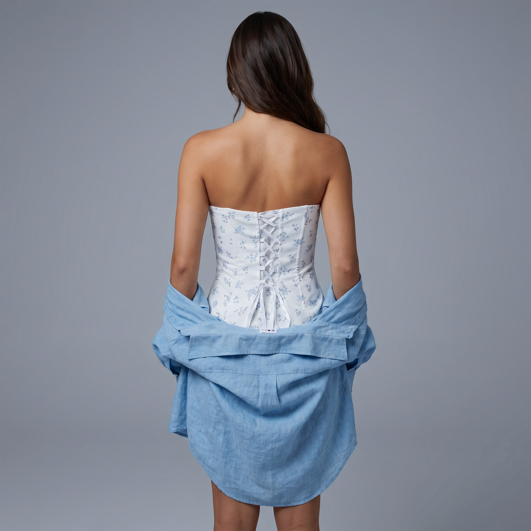 Floral Boned Back Tie Waist Cincher Corset