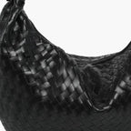 Woven Vegan Leather Large Hobo Bag