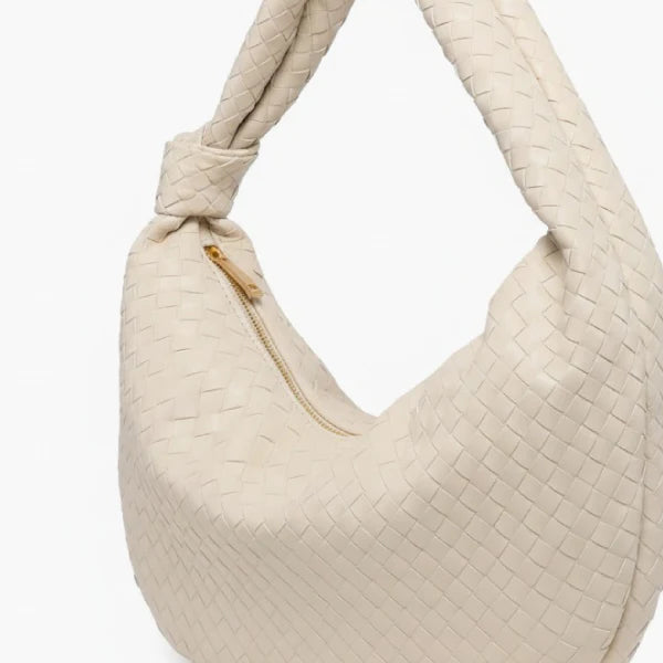 Woven Vegan Leather Large Hobo Bag