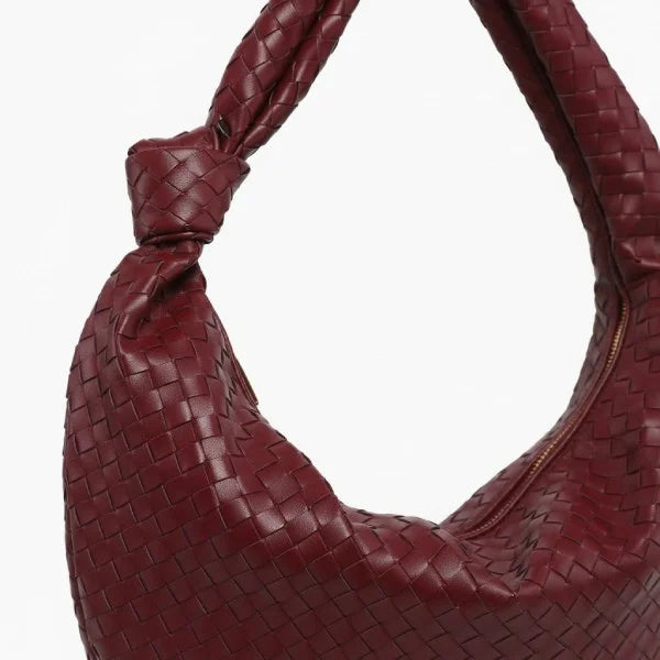 Woven Vegan Leather Large Hobo Bag