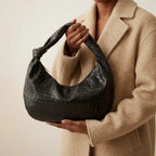 Woven Vegan Leather Large Hobo Bag