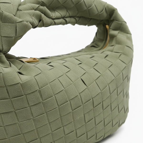 Woven Vegan Leather Hobo Bag