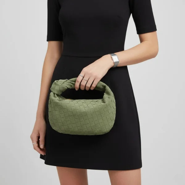 Woven Vegan Leather Hobo Bag