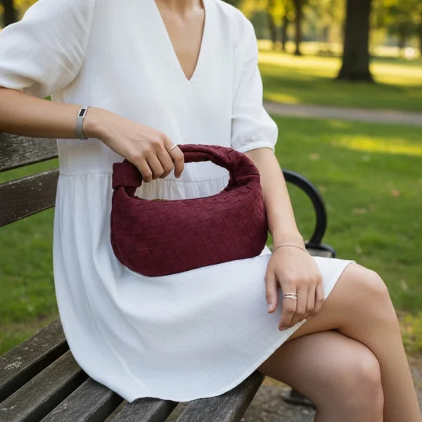 Woven Vegan Leather Hobo Bag