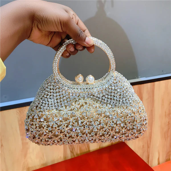 Rhinestone Crystal-Embellished Mini Evening Clutch