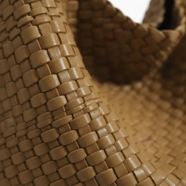 Woven Vegan Leather Large Hobo Bag