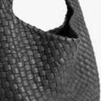 Woven Vegan Leather Large Hobo Bag