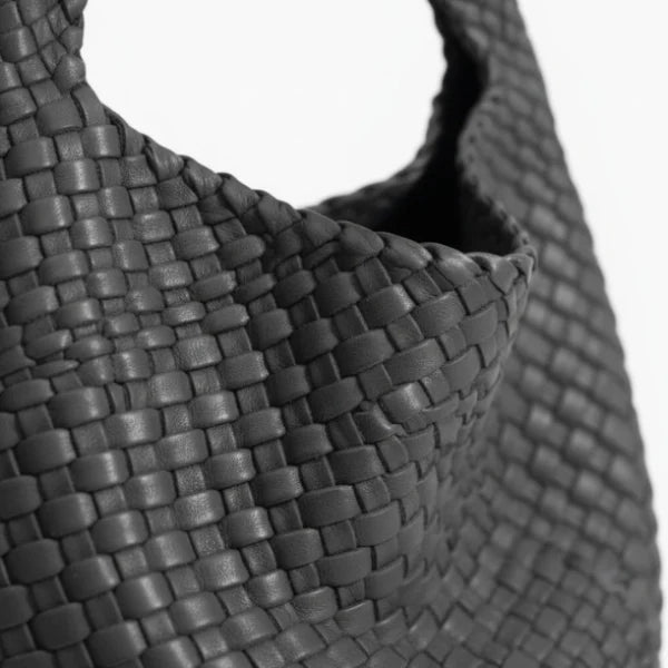 Woven Vegan Leather Large Hobo Bag