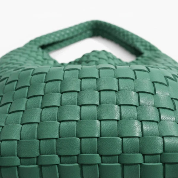 Woven Vegan Leather Large Hobo Bag