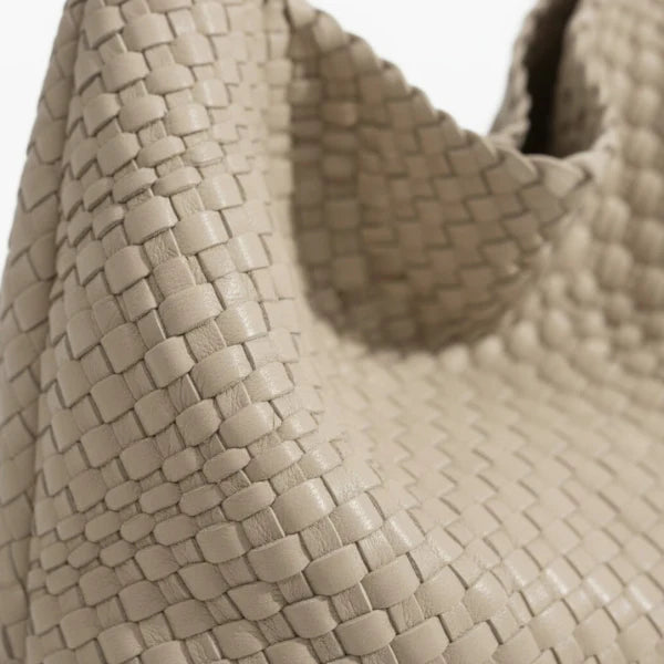 Woven Vegan Leather Large Hobo Bag