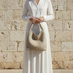 Woven Vegan Leather Large Hobo Bag
