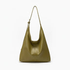 Sorella Vegan Leather Hobo Bag in green, front view of sleek minimalist hobo with adjustable shoulder strap