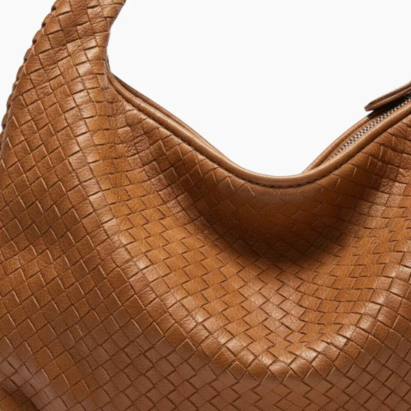 Woven Vegan Leather Large Hobo Bag