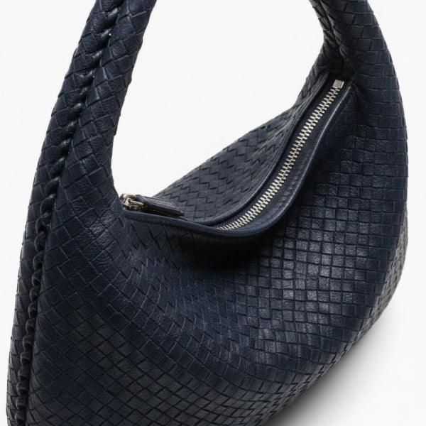Woven Vegan Leather Large Hobo Bag